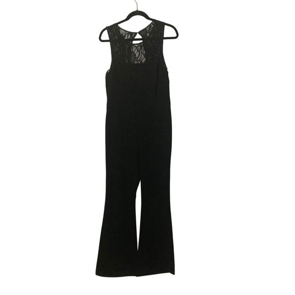 TAYLOR Women’s Size 8 Black Lace Bodice Jumpsuit Elegant Stretch Evening - Picture 1 of 9